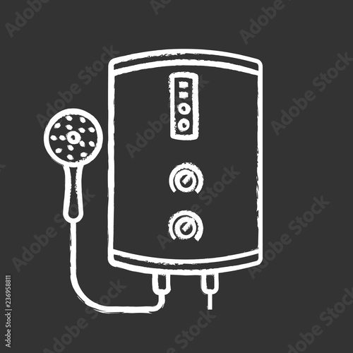 Electric tankless water heater chalk icon