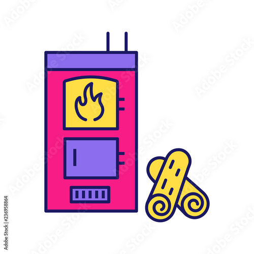 Solid fuel boiler color icon
