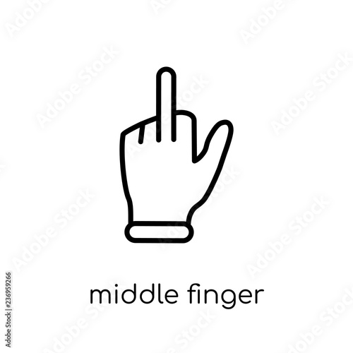Middle finger icon. Trendy modern flat linear vector Middle finger icon on white background from thin line Hands and guestures collection
