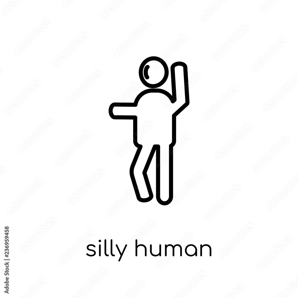 silly human icon. Trendy modern flat linear vector silly human icon on white background from thin line Feelings collection silly human icon. Trendy modern flat linear vector silly human icon on white background from thin line Feelings collection