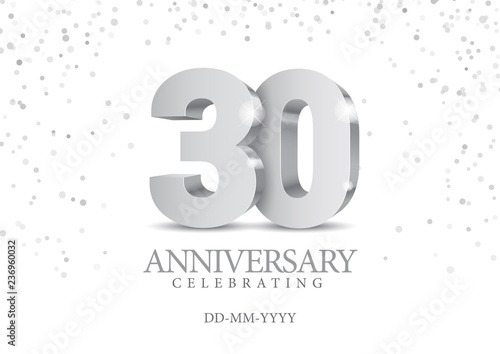 Anniversary 30. silver 3d numbers.