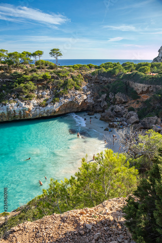 Fototapeta Naklejka Na Ścianę i Meble -  Mallorca in Balearic Islands, Spain. One of the most beautiful beach in the world with crystal clear turquoise waters and a wonderful paradise in the middle of the Mediterranean sea in Europe.