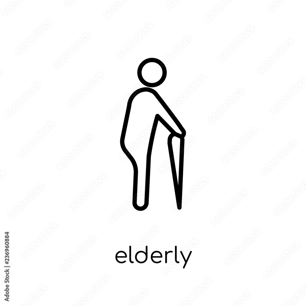 Elderly icon. Trendy modern flat linear vector Elderly icon on white background from thin line Insurance collection
