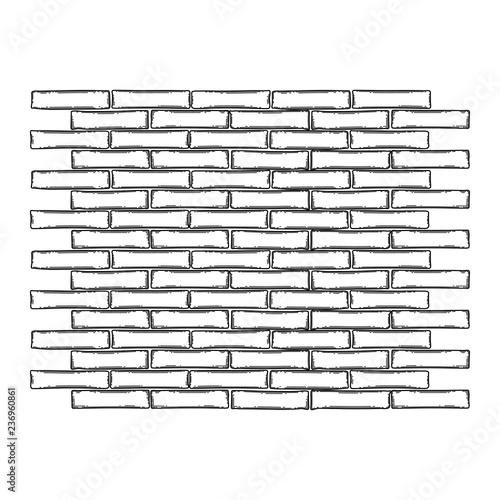 Graphic brick wall drawn in the engraving technique