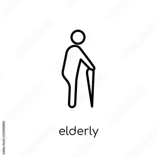 Elderly icon. Trendy modern flat linear vector Elderly icon on white background from thin line Insurance collection