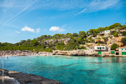 Fototapeta Naklejka Na Ścianę i Meble -  Mallorca in Balearic Islands, Spain. One of the most beautiful beach in the world with crystal clear turquoise waters and a wonderful paradise in the middle of the Mediterranean sea in Europe.