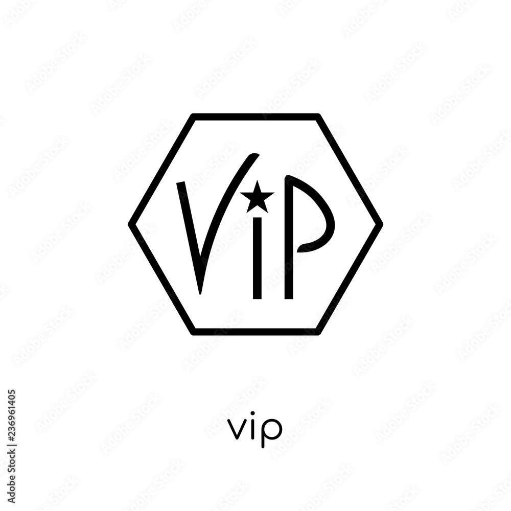 Vip icon. Trendy modern flat linear vector Vip icon on white background from thin line Luxury collection Vip icon. Trendy modern flat linear vector Vip icon on white background from thin line Luxury collection