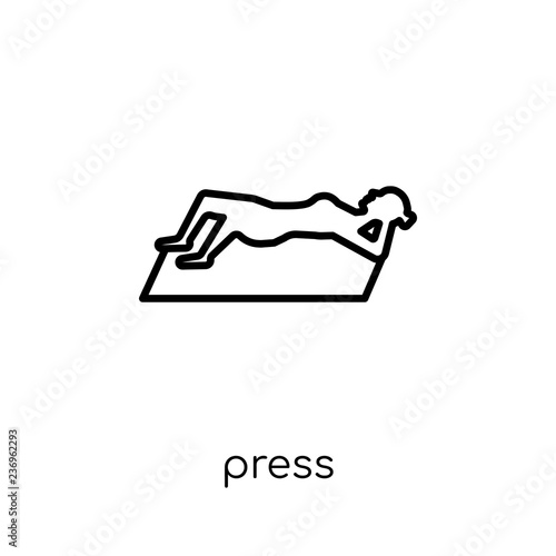 Press icon. Trendy modern flat linear vector Press icon on white background from thin line Gym and fitness collection