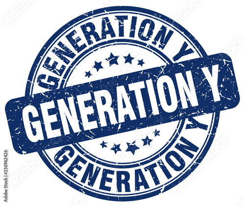 generation y blue grunge stamp