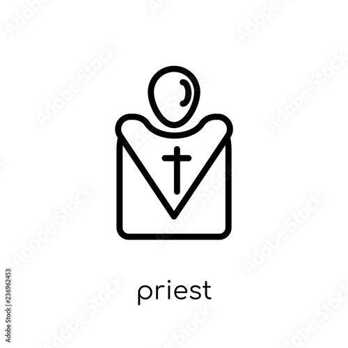 Priest icon. Trendy modern flat linear vector Priest icon on white background from thin line Religion collection