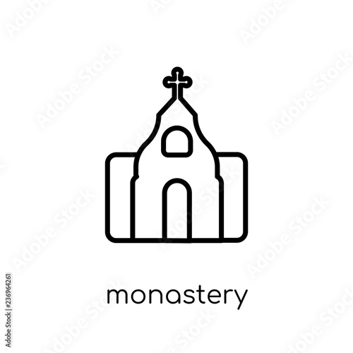 Monastery icon. Trendy modern flat linear vector Monastery icon on white background from thin line Religion collection