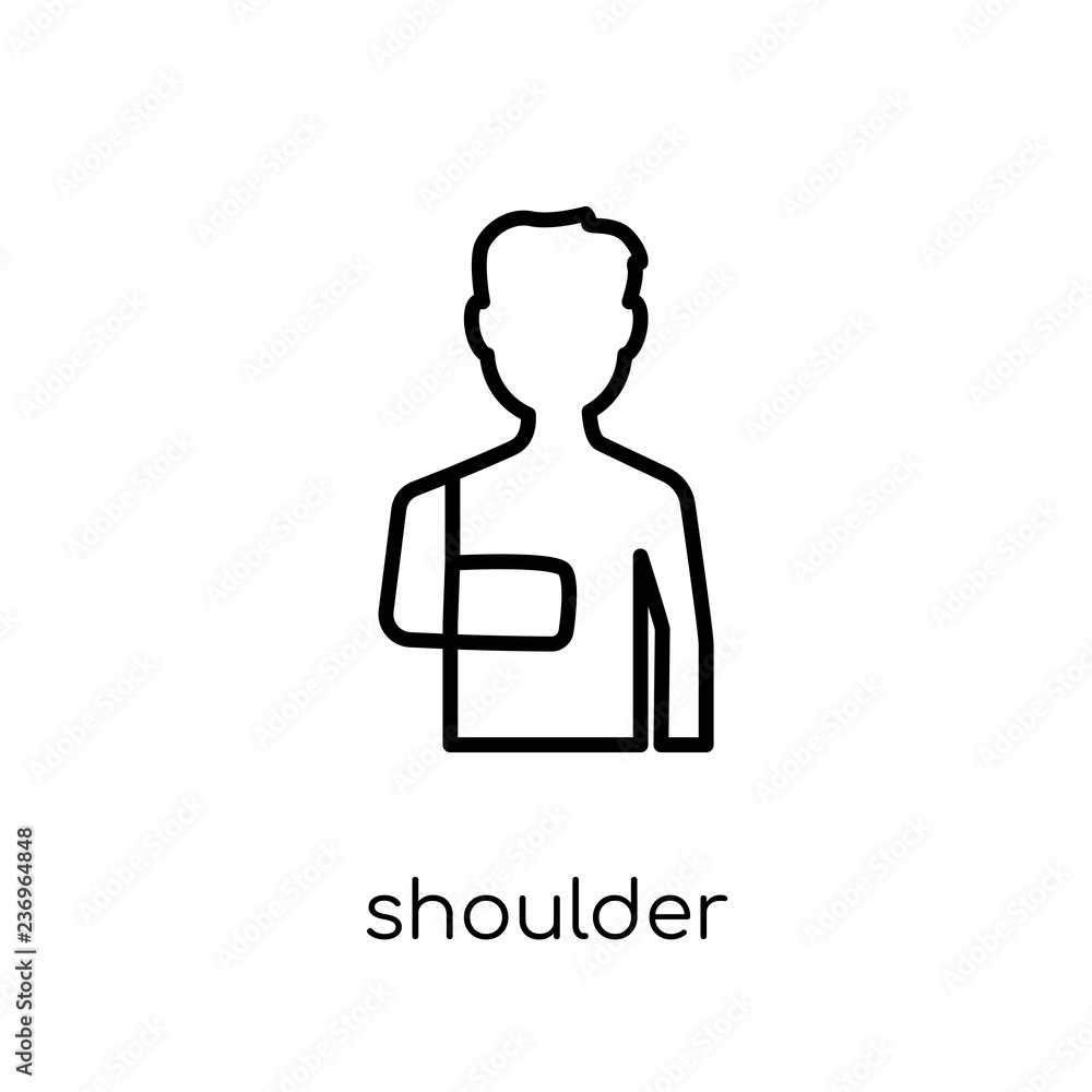 shoulder immobilizer icon. Trendy modern flat linear vector shoulder immobilizer icon on white background from thin line General collection shoulder immobilizer icon. Trendy modern flat linear vector shoulder immobilizer icon on white background from thin line General collection
