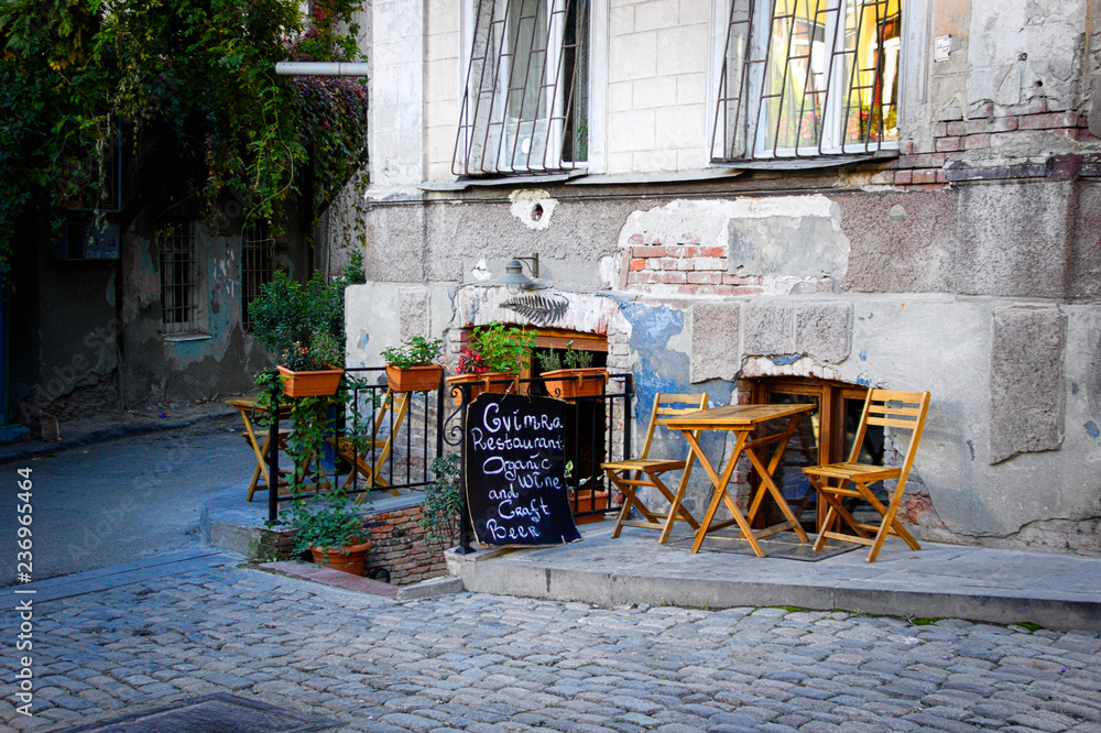 Fototapeta Outdoor cafe terrace