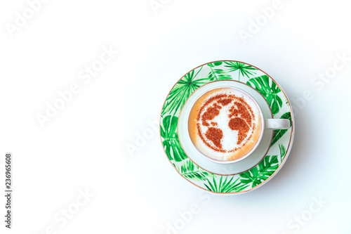 World map on coffee