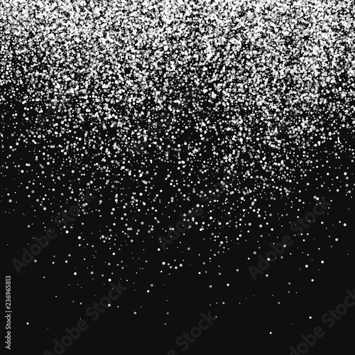 White  Abstract Particles On Black Background. Falling Snowflakes Imitation.  Digitally Generated Image. Vector Illustration, Eps 10.