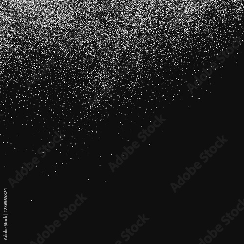 White  Abstract Particles On Black Background. Falling Snowflakes Imitation.  Digitally Generated Image. Vector Illustration, Eps 10.