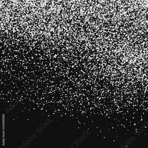White  Abstract Particles On Black Background. Falling Snowflakes Imitation.  Digitally Generated Image. Vector Illustration, Eps 10.