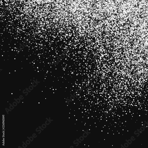 White  Abstract Particles On Black Background. Falling Snowflakes Imitation.  Digitally Generated Image. Vector Illustration, Eps 10.
