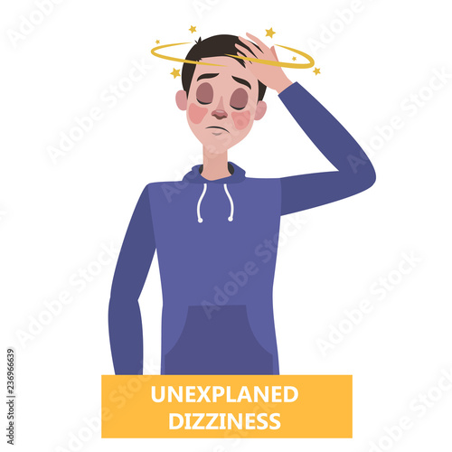 Man fainting. Sick person with a dizziness