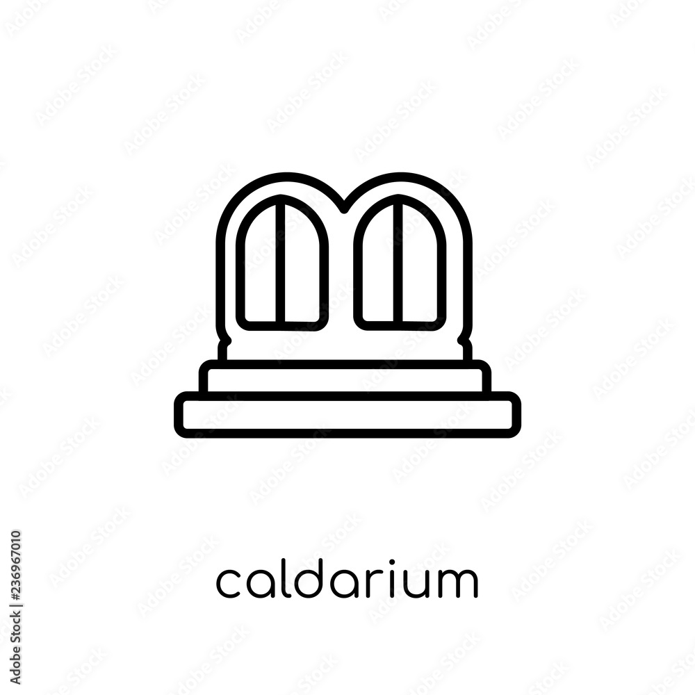 Caldarium icon. Trendy modern flat linear vector Caldarium icon on white background from thin line sauna collection Caldarium icon. Trendy modern flat linear vector Caldarium icon on white background from thin line sauna collection