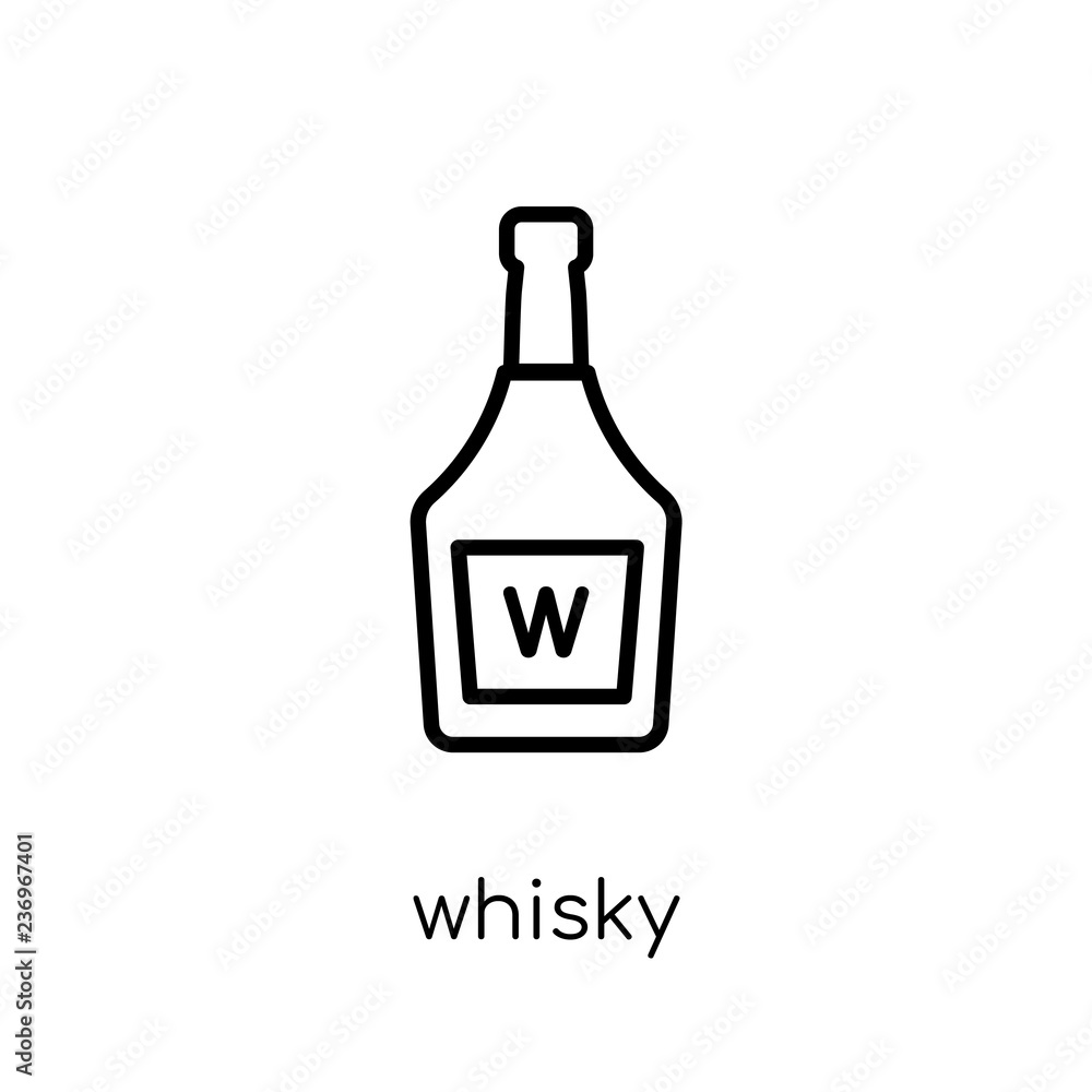 Whisky icon. Trendy modern flat linear vector Whisky icon on white background from thin line Nautical collection Whisky icon. Trendy modern flat linear vector Whisky icon on white background from thin line Nautical collection