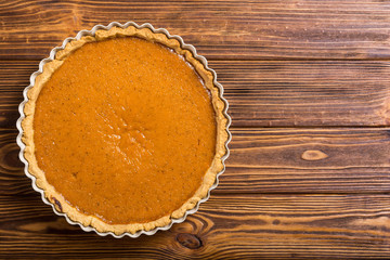 Homemade american traditional pumpkin pie