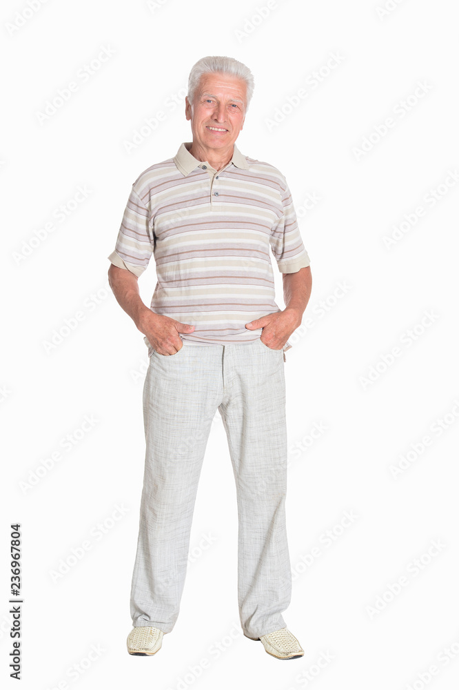 Portrait of senior man posing on white background Portrait of senior man posing on white background