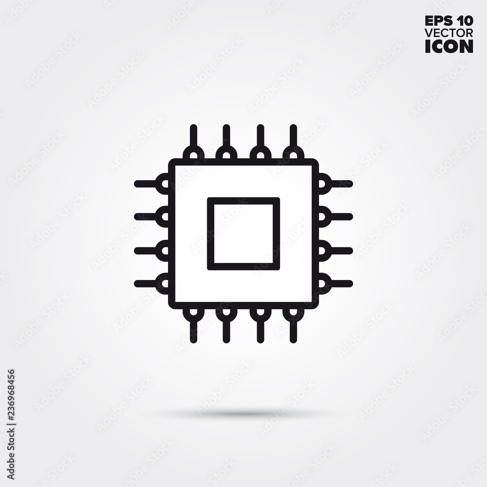 microprocessor vector line icon microprocessor vector line icon