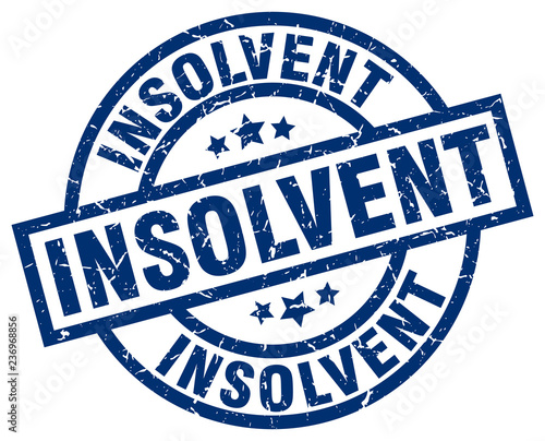 insolvent blue round grunge stamp