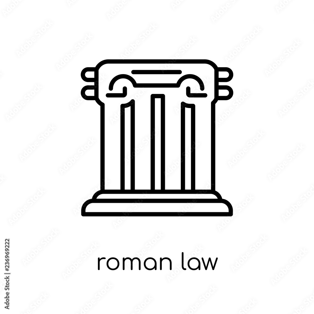 Roman law icon. Trendy modern flat linear vector Roman law icon on white background from thin line law and justice collection