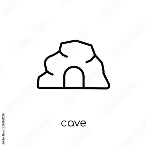 cave icon. Trendy modern flat linear vector cave icon on white background from thin line nature collection