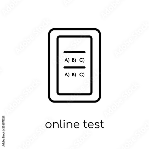 Online test icon. Trendy modern flat linear vector Online test icon on white background from thin line E-learning and education collection