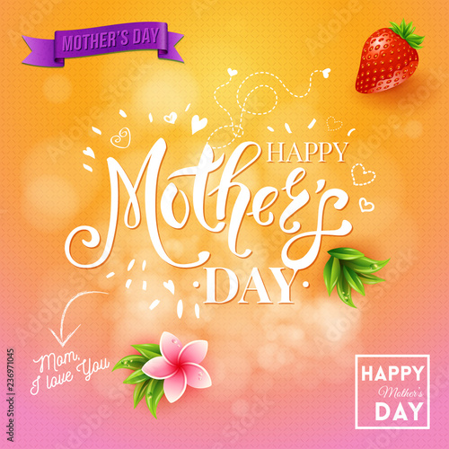 Square happy mothers day design with background