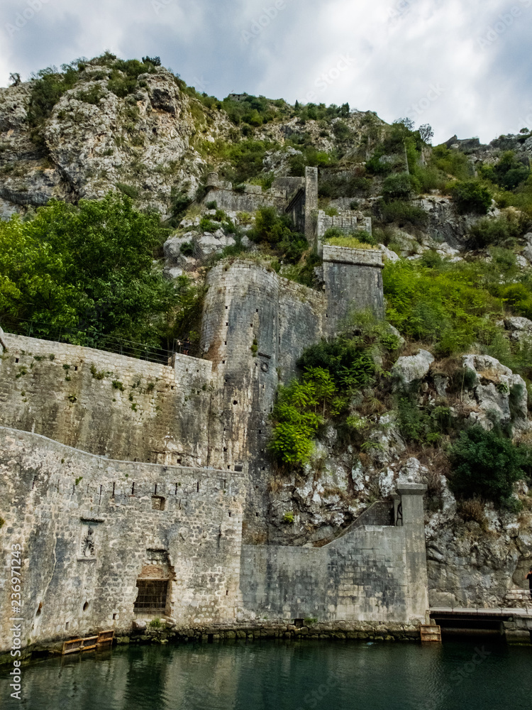 ruins of old castle. view of kotor montenegro