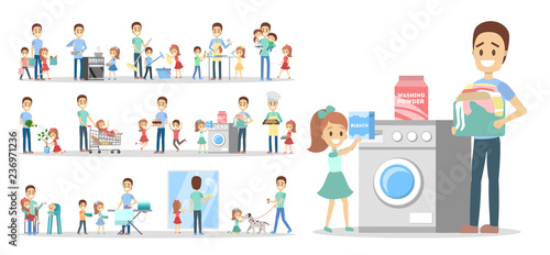Man clean home and doing a housework