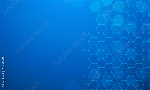Hexagonal technology, molecule, genetic, chemical compounds abstract vector background. Abstract geometric background with connected lines
