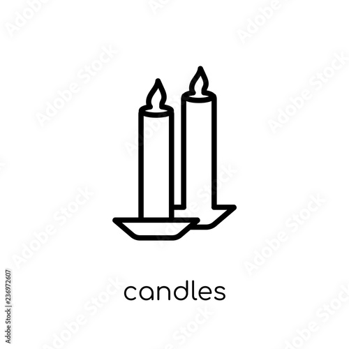 Candles icon. Trendy modern flat linear vector Candles icon on white background from thin line Religion collection