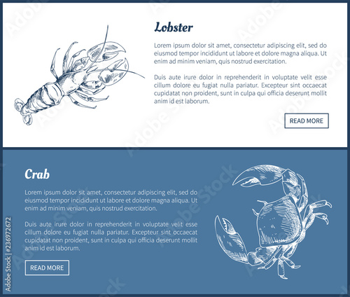Lobster and Crab Seafood Double Color Graphic.