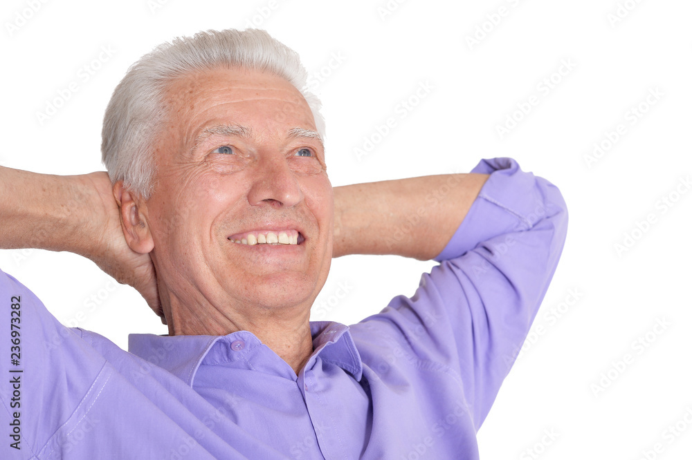 Senior man posing isolated on white background Senior man posing isolated on white background