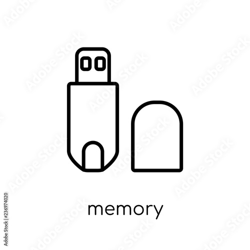 Memory icon. Trendy modern flat linear vector Memory icon on white background from thin line hardware collection