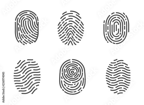 Identification Fingerprints Sketches Set Vector