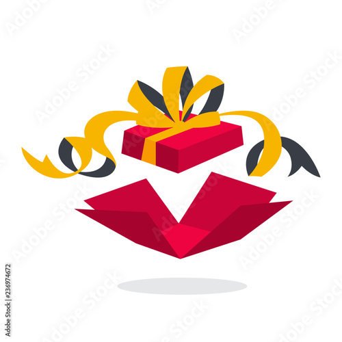 Gift box with surprise inside as metaphor of bonus