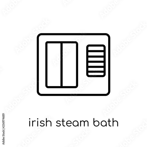 Irish steam bath icon. Trendy modern flat linear vector Irish steam bath icon on white background from thin line sauna collection