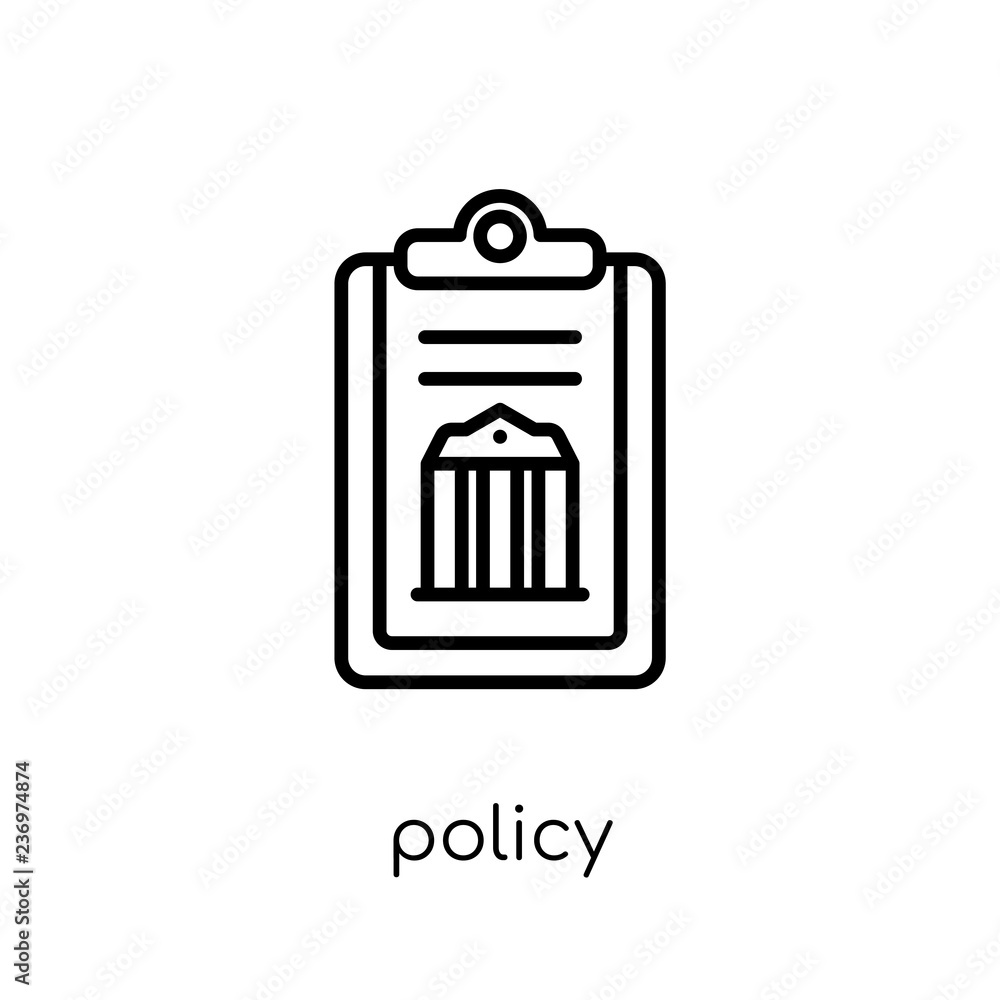 policy icon. Trendy modern flat linear vector policy icon on white background from thin line law and justice collection policy icon. Trendy modern flat linear vector policy icon on white background from thin line law and justice collection