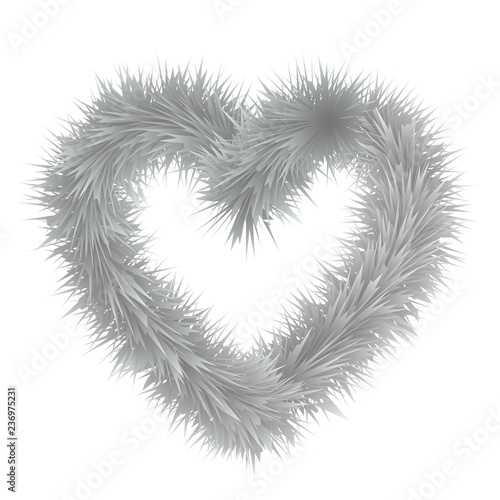 Christmas wreath fir branch heart shaped isolated on white background. Element for design.