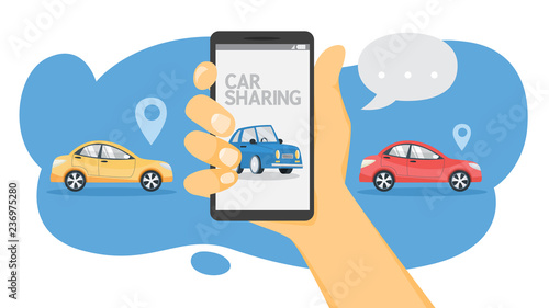 Car sharing concept. Book a car by a app