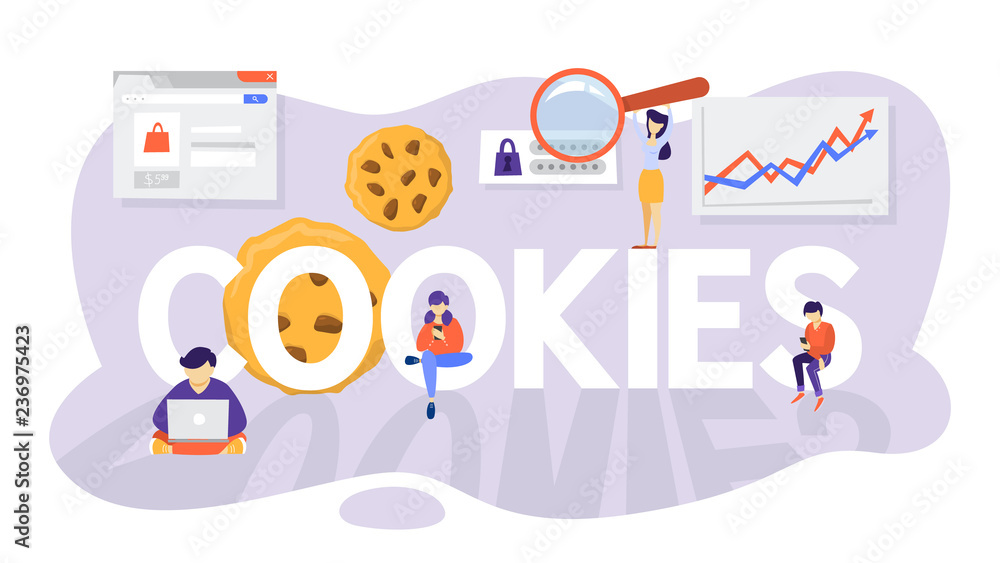 Internet cookies technology concept. Tracking website surfing. Internet cookies technology concept. Tracking website surfing.