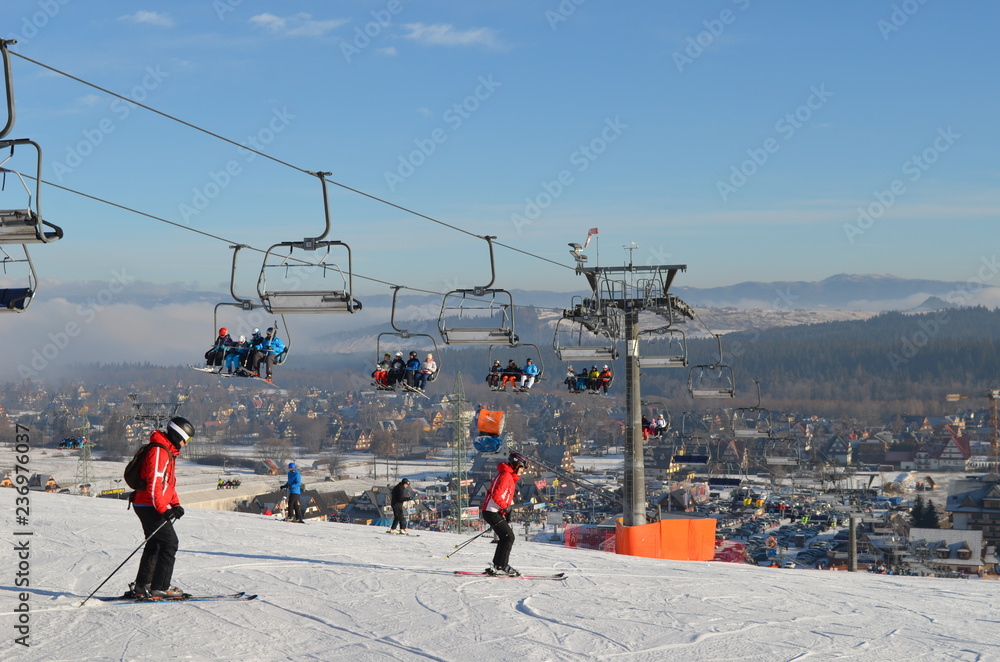 Mountain ski in Poland on New Year in Bialka Tatrzanska