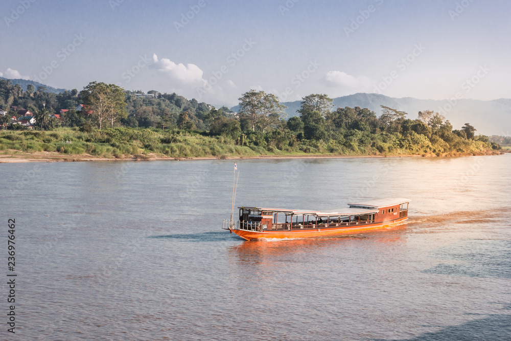 Fototapeta premium Ferry crossing from Thailand to Laos
