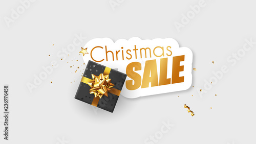 Christmas sale promotional banner with colorful christmas elements